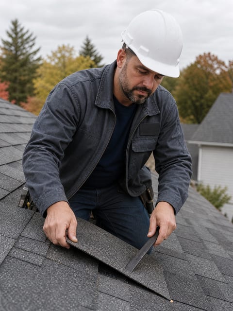 Replacing wind-damaged shingles on a Schenectady roof